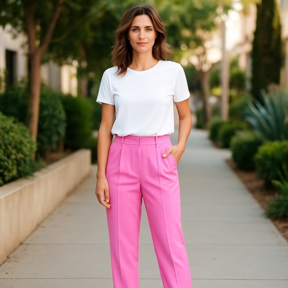 Cato Women's Size 6 Azalea Pink High Waist Pants Coquette Y2K Office Retro NWT